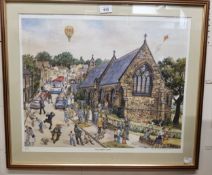 William (Bill) H Kirby (contemporary), by and after, Ecclesfield Church, coloured print, signed in