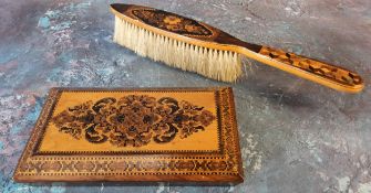 A Victorian Tunbridge Ware rectangular desk weight, the top inlaid with stylised flowers and