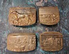 A James Dixon and Sons Cornish pewter rounded rectangular  snuff box, the cover embossed with hound,