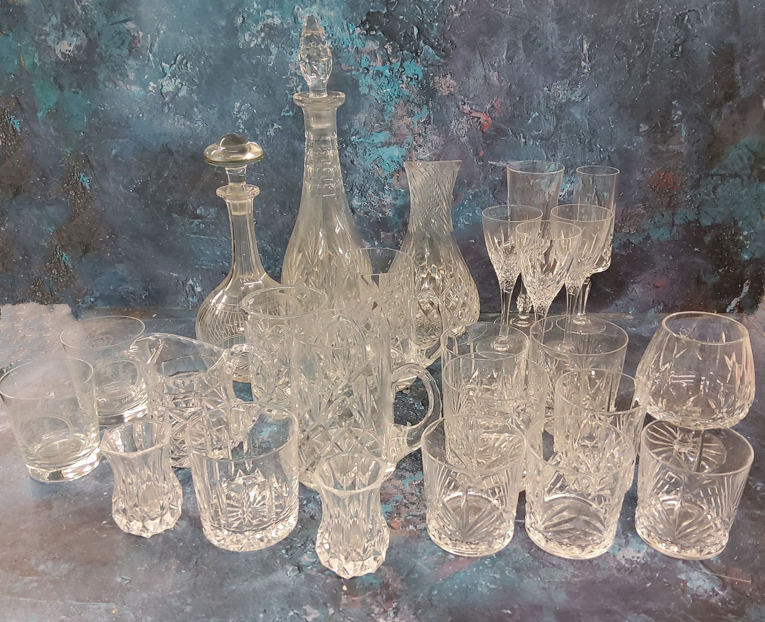 Cut Glass - decanters, tumblers, brandy, wine and other glasses