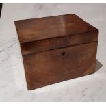 A 19th century flame mahogany rectangular tea caddy/box, 14cm wide, c.1800