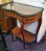 A Louis XV style gilt metal mounted French side table, one drawer to inlaid frieze, cabriole legs