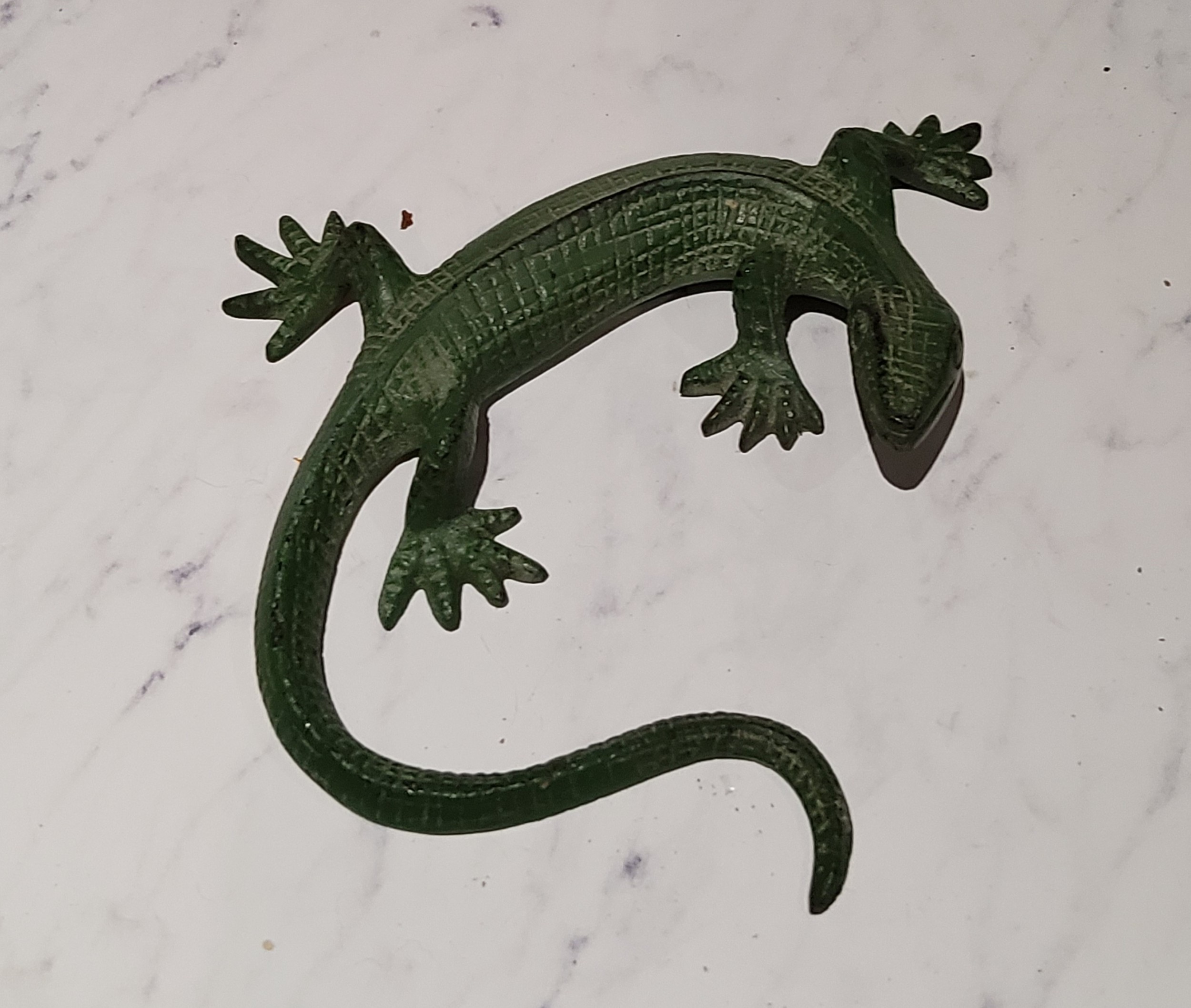 Austrian School, green patinated bronze, Lizard, 12cm wide