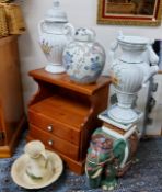 Decorative Ceramics - a modern elephant jardiniere stand;  wash jug and bowl;  ginger jar;  etc