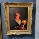 After Godfried Schalcken Dutch "The Lady of Candlelight Luminescence", 20th century oil on canvas,