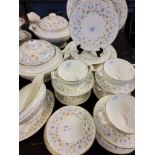 A Coalport English Garden dinner service, comprising meat plate, two tureens, six soup bowls and