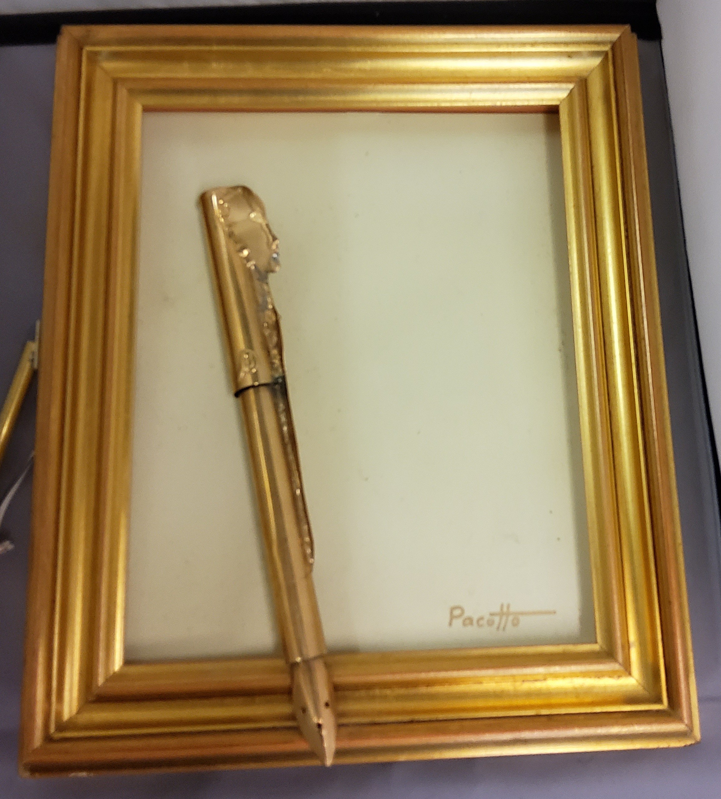 Paul Pacotto (Bn 1938) French, Contemporary School, Fountain Pen, gilt metal, 38cm x 33cm