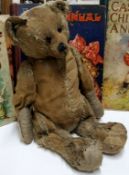 An early 20th century jointed mohair bear, 38cm high, c.1920