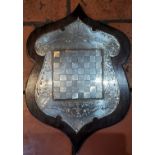 Yorkshire Draughts Association Minor Teams Trophy, with plated cartouche board, oak mounted, 50cm