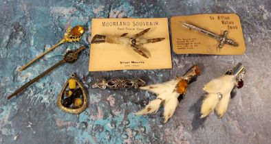 Scottish Jewellery  - Scottish Moorland souvenir real grouse claw with silver mounts, another
