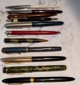 A Valentine leverfill fountain pen, 14ct nib,  in green;  others, Sheaffers, Starpoint, Conway