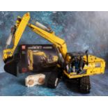 A Mould King Lego style 13112 large scale Mechanical Excavator, built, with remote control &