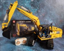 A Mould King Lego style 13112 large scale Mechanical Excavator, built, with remote control &
