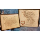 Robert Morden, two page map, Darbyshire (sic), sold by Abel Swale, Awnfham (sic) and John Churchill,