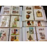 Christmas, Easter, and Birthday cards and scrap, early  20th century and later, on albums