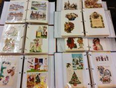 Christmas, Easter, and Birthday cards and scrap, early  20th century and later, on albums