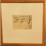 Stanley Royle (1888-1961) Baslow Bridge, Derbyshire, pencil, label verso, dated 1928,  11cm x 14.5cm