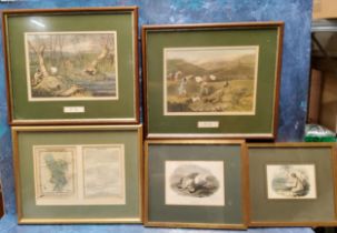 Shootings - a set of four of coloured engravings, The Moor, The Water, Ptarmigan, Partridge