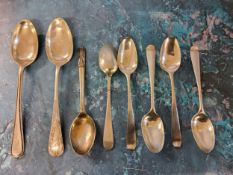 A set of five silver teaspoons, London c.1750;  others, 107g, 3.4toz