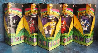 A Bandai Power Rangers Kimberly Pink Ranger; Trini Yellow Ranger; Jason Red Ranger; Billy Blue