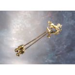 A 9ct gold stick pin, the finial as a rampant horse, JS, Sheffield 1.58g (VAT on Hammer price)