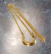 A 9ct gold horseshoe pendant necklace, JS, Sheffield, 7.91g (VAT on Hammer price)