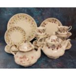 A Royal Albert Lorraine pattern tea service, comprising teapot, six saucers and side plates, bread