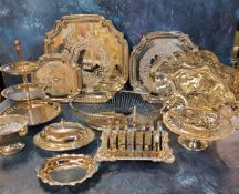 Plated Ware - candlesnuffer tray; cake and other baskets, mugs, caster;  etc  (VAT on Hammer price)