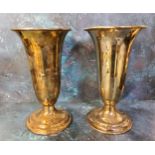 A large pair of E.P.N.S. trumpet shaped vases, 30cm high Full VAT on this lot