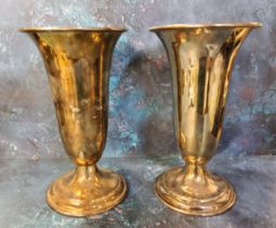 A large pair of E.P.N.S. trumpet shaped vases, 30cm high Full VAT on this lot