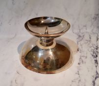 A silver table pricket candlestick, dished sconce, domed base, 6cm high, James Dixon and Sons,