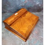 A 19th century French kingwood writing slope, the slope front quarter veneered, velvet writing