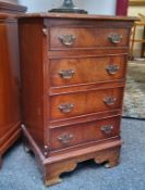 A small chest of drawers, George III Revival, batwing escutcheons raised on bracket feet, 75cm