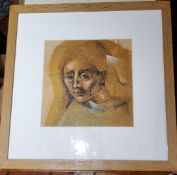 J**A**Hooper, 20th century, Portrait of a Lady, signed, mixed medium, 20cm x 20cm
