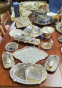 Mostly Frank Cobb of Sheffield silverplate 'Victorian' tureen and covers, gallery tray, etc qty