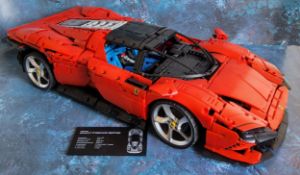 A Mould King Lego style large scale Ferrari Daytona SP3, built; not checked for completeness