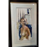 David Naylor, Nude Study, signed, watercolour, 46cm x 21.5cm