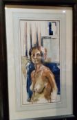 David Naylor, Nude Study, signed, watercolour, 46cm x 21.5cm