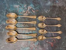 A set of five silver beaded Old English pattern tea spoons, Joseph Mayer, Exeter 1867;   four silver