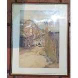 English School (Grace Garden Markham?) Cornish Village Road, indistinctly signed, watercolour,