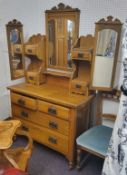 See All Images - An Arts & Crafts fruitwood bedroom suite including marble topped wash / dressing