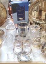 Silverplate & Glass - cut glass biscuits barrels, Dartington crystal cider glasses, boxed; Elkington