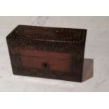 A 19th century French rosewood scent box, banded with cut steel studs, 11.5cm high, c.1890