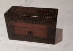 A 19th century French rosewood scent box, banded with cut steel studs, 11.5cm high, c.1890