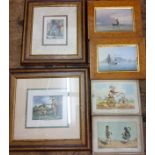 English School, A Pair, Sailing Boats off the Coast, 12cm x 19cm, maple frames;   Thomas Tegg, by, a