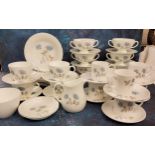 A Wedgwood Ice Rose part dinner, coffee and tea service, comprising six coffee cups and saucers,