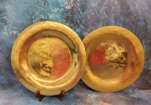 A pair of Tibetan bronze sounding plates, 30cm diam