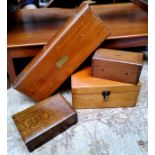 Boxes - a late Victorian cutlery box, vacant brass cartouche; Victorian satinwood work box; money