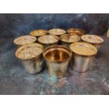 A set of ten plated pots, 8cm high (VAT on Hammer price)