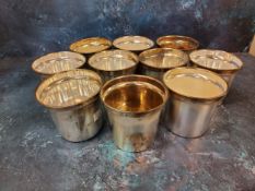 A set of ten plated pots, 8cm high (VAT on Hammer price)